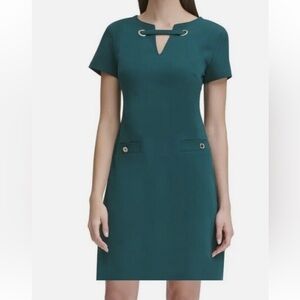 Tommy Hilfiger Women's Scuba Crepe Grommet Dresses Green Size 8